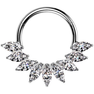 Titan Ring Zirkonia Marquise Schliff Fächer Segment
