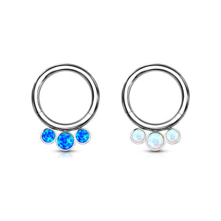 Titan Ring Kugel 3 Opal Silber Clicker