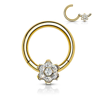 Titan Ring Blume Zirkonia Clicker