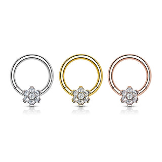 Titan Ring Blume Zirkonia Clicker