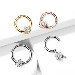 Titan Ring Blume Zirkonia Clicker