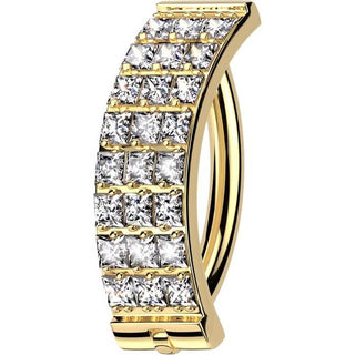 Titan Ring 3 Reihen Zirkonia Pavefassung Clicker