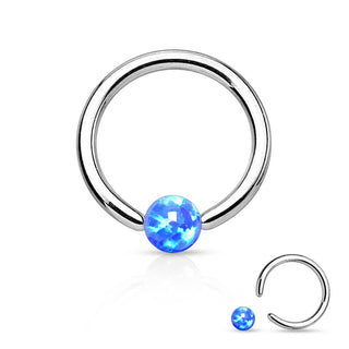 Ring Kugel Opal Silber  Klemmkugelring