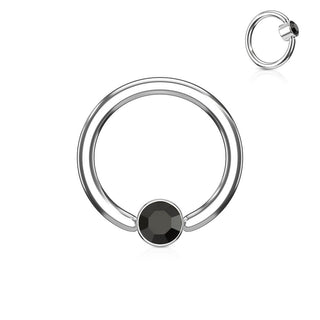 Ring Kugel Flach Zirkonia Silber Klemmkugelring