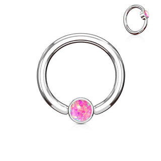 Ring Kugel Flach Zirkonia Silber Klemmkugelring