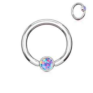 Ring Kugel Flach Zirkonia Silber Klemmkugelring