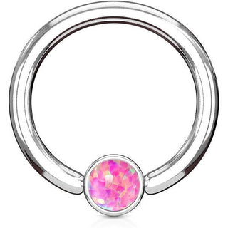 Ring Kugel Flach Zirkonia Silber Klemmkugelring