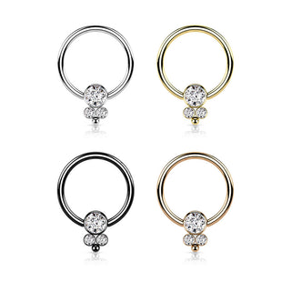 Ring Kugel Flach 3 Zirkonia Klemmkugelring