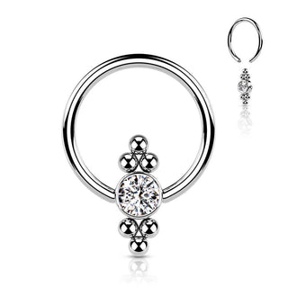 Ring Kugel Flach Zirkonia Klemmkugelring