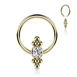 Ring Kugel Flach Zirkonia Klemmkugelring