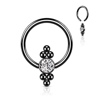 Ring Kugel Flach Zirkonia Klemmkugelring