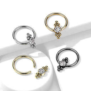 Ring Kugel Flach Zirkonia Klemmkugelring