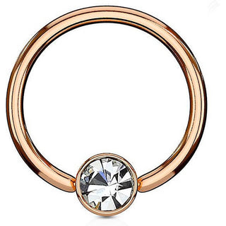 Ring Kugel Flach Zirkonia PVD Klemmkugelring