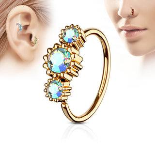 Ring 3 Zirkonia Roségold IP Biegbar