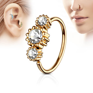 Ring 3 Zirkonia Roségold IP Biegbar
