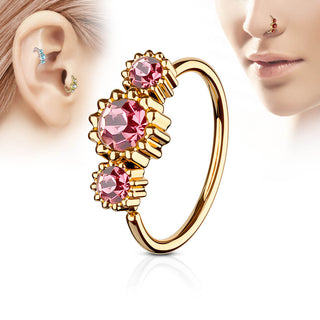 Ring 3 Zirkonia Roségold IP Biegbar