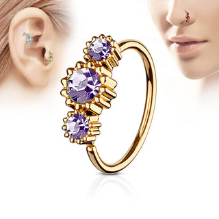 Ring 3 Zirkonia Roségold IP Biegbar