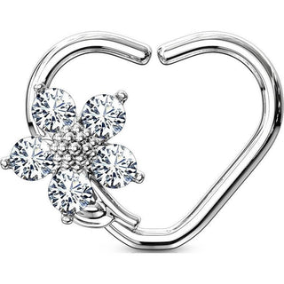 Ring Herz Blume Zirkonia Biegbar
