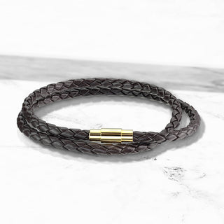 Doppelreihe Braun Geflochten Gold Verschluss Magnet