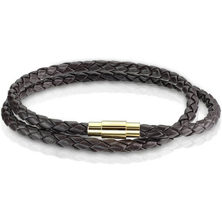 Doppelreihe Braun Geflochten Gold Verschluss Magnet