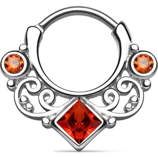 Septum Piercing Clicker Quadrat Zirkonia Silber Clicker