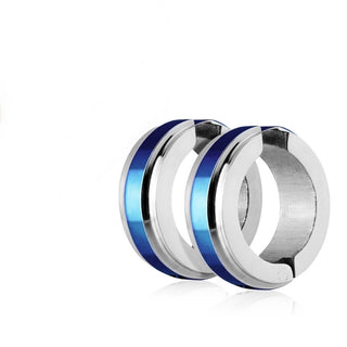 Fake Ohrpiericng Creolen Blau Silber