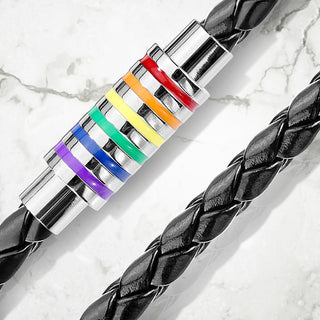 Schwarz geflochten Regenbogen Streifen