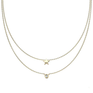 Stern Kugel Zirkonia Doppel Anhänger