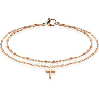 Doppel Linie Kreuz Roségold