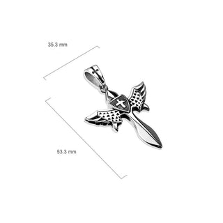 Schwert Kreuz Flügel Silber