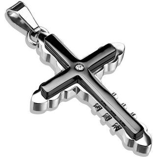 Kreuz Zirkonia Schwarz Silber