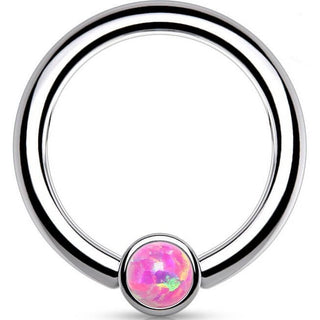 Titan Ring Kugel Flach Opal Silber Biegbar