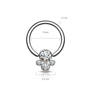 Titan Ring 4 Zirkonia Silber Klemmkugelring