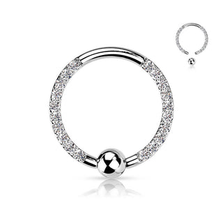Titan Ring Kugel Zirkonia Klemmkugelring