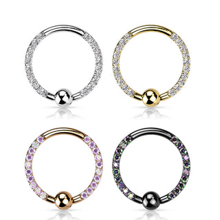Titan Ring Kugel Zirkonia Klemmkugelring