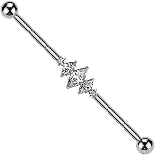 Titan Industrial Barbell 3 Marquise Schliff 2 Zirkonia rund Innengewinde