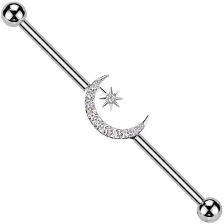 Titan Industrial Barbell Halbmond Stern Zirkonia Innengewinde