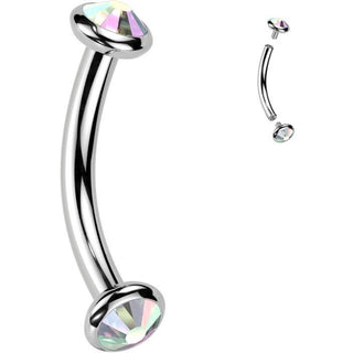 Titan Curved Barbell Opal Zirkonia Innengewinde