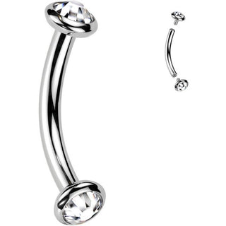 Titan Curved Barbell Opal Zirkonia Innengewinde