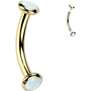 Titan Curved Barbell Opal Zirkonia Innengewinde