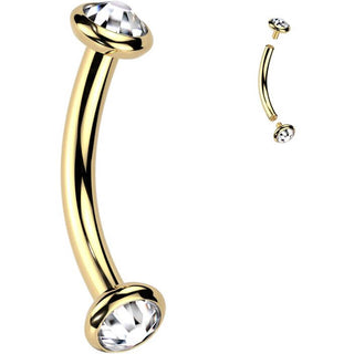 Titan Curved Barbell Opal Zirkonia Innengewinde