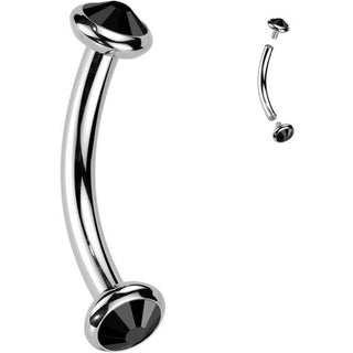 Titan Curved Barbell Opal Zirkonia Innengewinde