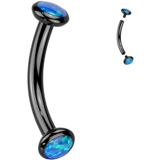 Titan Curved Barbell Opal Zirkonia Innengewinde