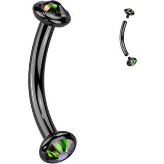 Titan Curved Barbell Opal Zirkonia Innengewinde