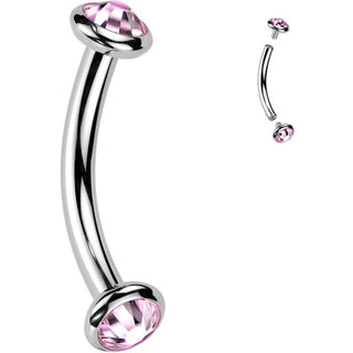 Titan Curved Barbell Opal Zirkonia Innengewinde