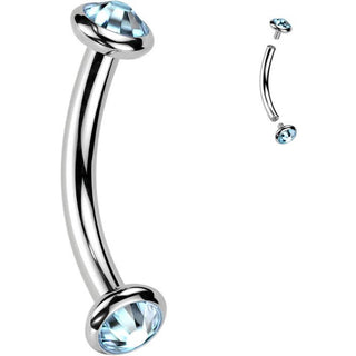Titan Curved Barbell Opal Zirkonia Innengewinde
