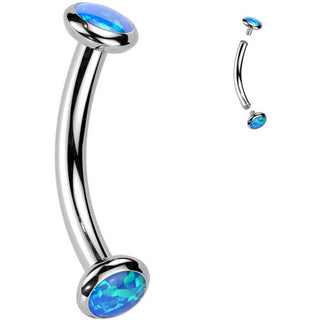 Titan Curved Barbell Opal Zirkonia Innengewinde