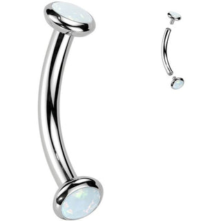 Titan Curved Barbell Opal Zirkonia Innengewinde