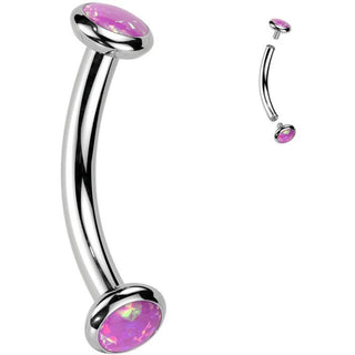 Titan Curved Barbell Opal Zirkonia Innengewinde