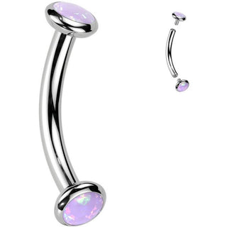 Titan Curved Barbell Opal Zirkonia Innengewinde